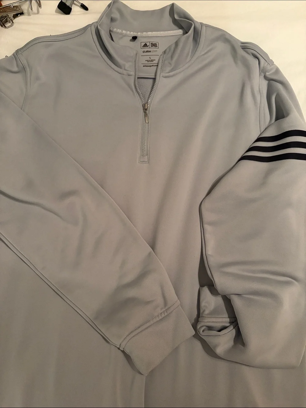 adidas Light Gray Men’s Zip-Up Sweater